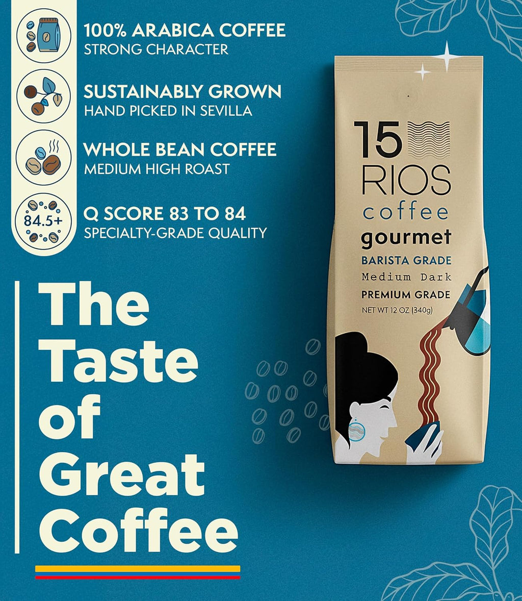 (B)  Whole Bean Coffee Medium Dark Roast - Colombia 12 Oz