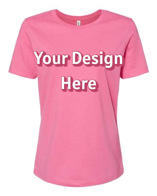 (S) T-Shirt Ladies Short Sleeve.  Design Your Own - Color - Charity Pink. S, M, L, XL
