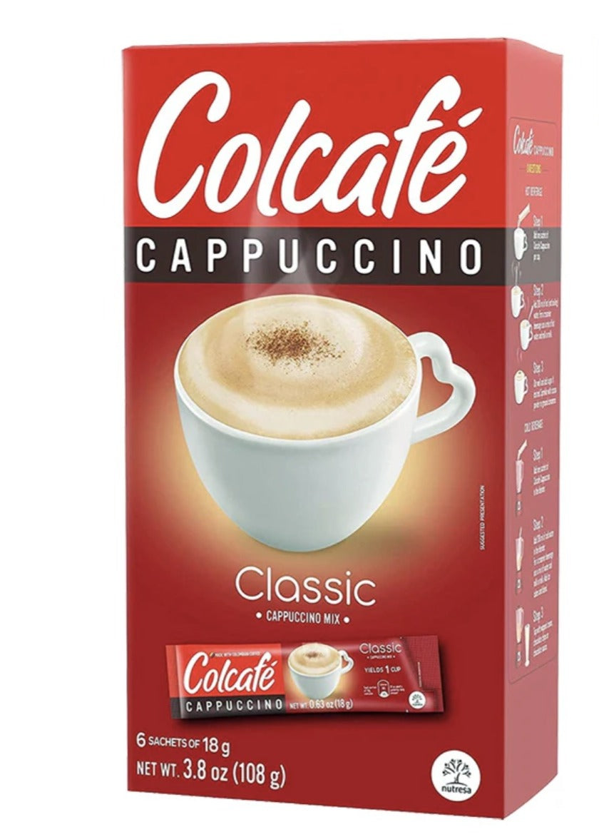 (B) Colcafé Cappuccino - Classic.  6 Sachets of 18 grams - Colombia